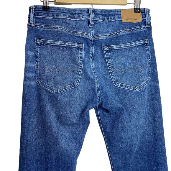 American Eagle Jeans Mens 32x31 (Tag 30x32) Blue Relaxed Straight Stretch Denim - Picture 5 of 10